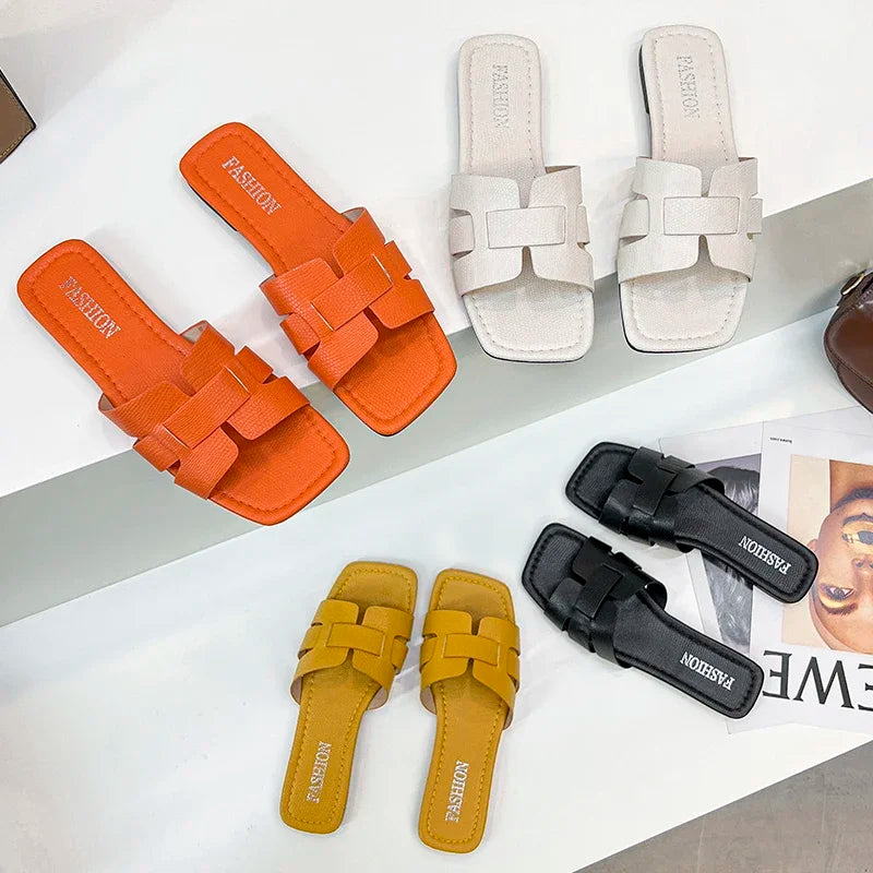Casual Summer Slippers - Lightweight PU Flat Everyday Comfort Design