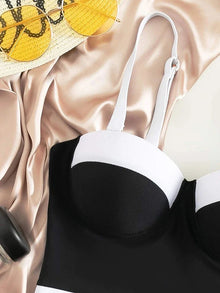 Sexy Colorblock Push Up One-Piece Swimsuit - Nylon Spandex Bold Design