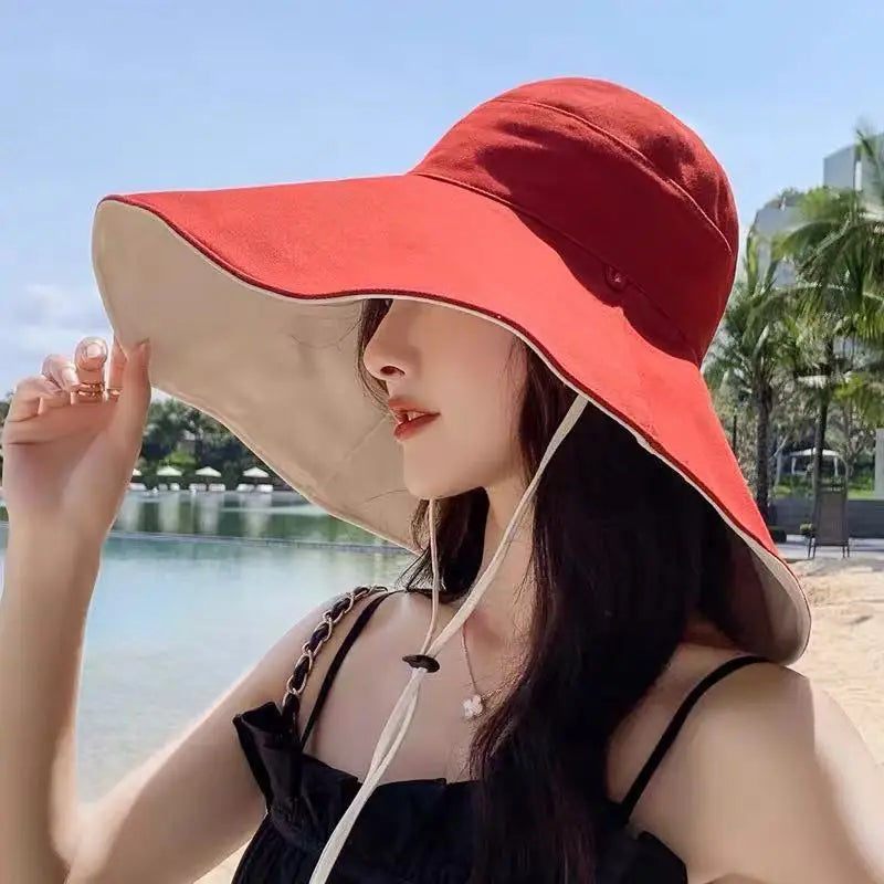 Big Eaves Summer Sun Hat - Premium Paper Straw Adjustable Wide Brim