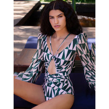 Colourful Print Long Sleeve Swimwear - Polyester Spandex Vibrant Artisan Design