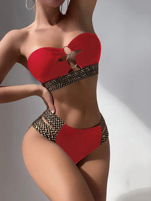 Underwire Push Up Textured High-Waist Bikini Set - Nylon Spandex Luxury
