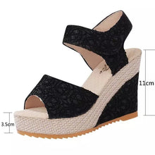 Floral High Heel Wedge Sandals - 8cm Lace Platform Romantic Design