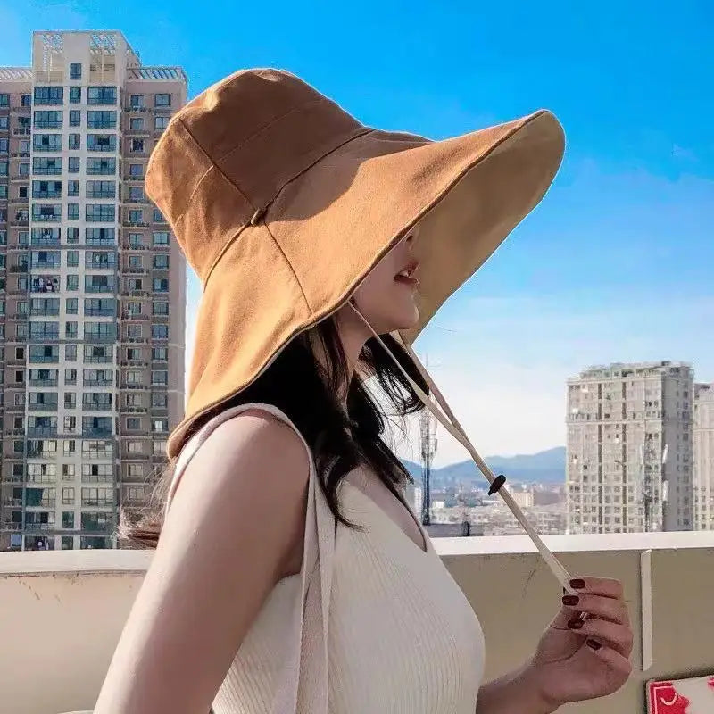Big Eaves Summer Sun Hat - Premium Paper Straw Adjustable Wide Brim