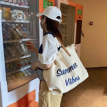 Casual Canvas Large Tote Bag - Cotton Polyester Solid Spacious Design