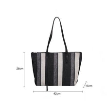 Beach Stripes Handbag - Premium Natural Straw Polyester Lined Classic Design