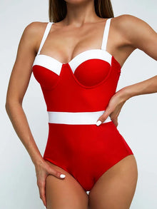 Sexy Colorblock Push Up One-Piece Swimsuit - Nylon Spandex Bold Design